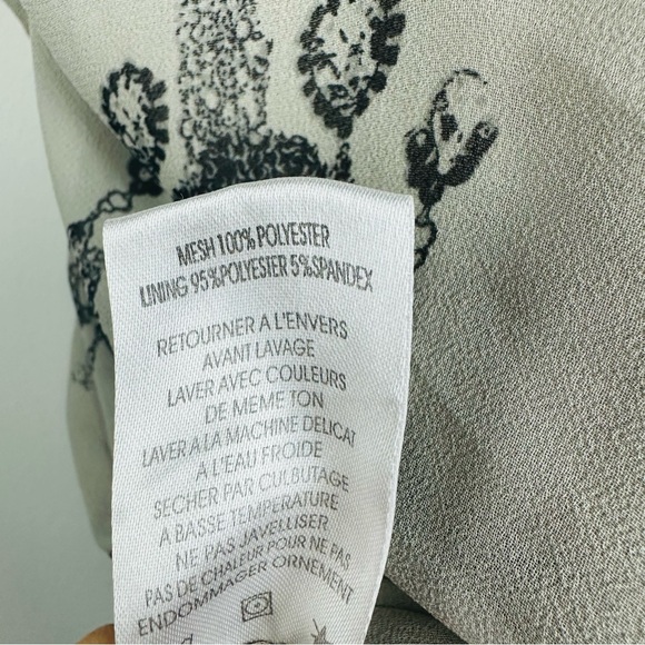 Miss Me Chandelier Print Ruched Lace Trim Slip Dress Beige Black Size Medium - Picture 12 of 12